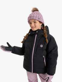 0 Snowyhill Puffy 10K - Funktionelle Snow-Jacke mit Kapuze für Mädchen 8-16 Schwarz ERGTJ03205 Roxy