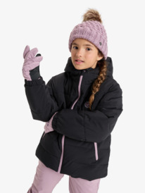 2 Snowyhill Puffy 10K - Funktionelle Snow-Jacke mit Kapuze für Mädchen 8-16 Schwarz ERGTJ03205 Roxy