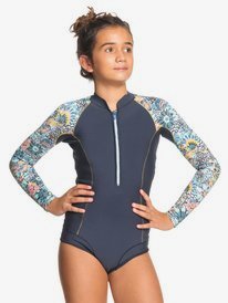 0 1mm Marine Bloom - Front Zip Springsuit for Girls Blue ERGW403020 Roxy