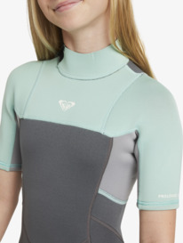 7 Prologue 2/2 mm &ndash; Muta estiva a maniche corte con cerniera posteriore da ragazza (2-16 anni) Green ERGW503021 Roxy