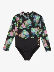 0 Roxy Active - Long Sleeve One-Piece Swimsuit for Girls 6-16 Pink ERGWR03485 Roxy