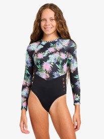 0 Roxy Active - Long Sleeve One-Piece Swimsuit for Girls 6-16 Pink ERGWR03485 Roxy