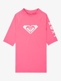 0 Whole Hearted - Short Sleeve Rash Vest for Girls 6-16 Pink ERGWR03491 Roxy