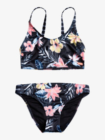0 Flowers Addict - Conjunto de bikini crop-top para Chicas 8-16 Negro ERGX203417 Roxy