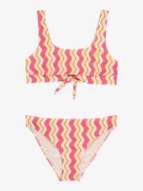 0 Bold Waves - Conjunto de biqu&iacute;ni de duas pe&ccedil;as Crop para Raparigas 6-16 Pink ERGX203707 Roxy