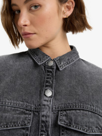 4 Tidal Moon - Vestido-camisa de ganga de manga comprida para Mulher Cinza ERJDD03009 Roxy
