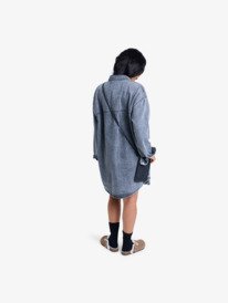 4 Tidal Moon - Denim Long Sleeve Mini Shirtdress for Women Grey ERJDD03009 Roxy