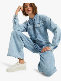 11 Coastal Weekend - Langärmliger Jeans-Einteiler für Frauen Blau ERJDO03001 Roxy