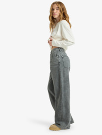 1 Milla Wide Leg Regular Mid - Cropped for Women Grey ERJDP03312 Roxy