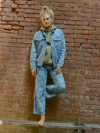 0 Boogie Night Mid Surf Wash - Wide Leg Denim Jeans for Women Blue ERJDP03323 Roxy