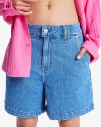 2 Island Hopper High Surf Wash - Denim Short voor Dames Blue ERJDS03344 Roxy