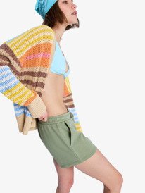 1 Surf Stoked - Short con cintura el&aacute;stica para Mujer Verde ERJFB03416 Roxy