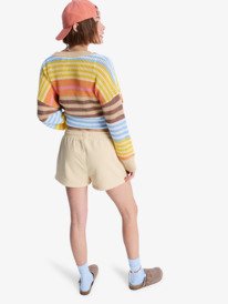 4 Surf Stoked - Short &agrave; taille &eacute;lastique pour Femme Beige ERJFB03416 Roxy