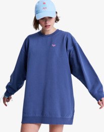 0 Saturday Night Vibes - Robe sweat oversize pour Femme Bleu ERJFD03002 Roxy