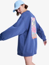 1 Saturday Night Vibes - Robe sweat oversize pour Femme Bleu ERJFD03002 Roxy