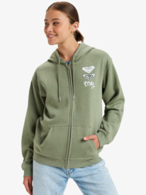 0 Surf Stoked - Sweatshirt com capuz e fecho de correr para Mulher Verde ERJFT04853 Roxy