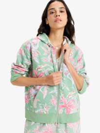 0 Hibiscus Island - Sudadera con capucha y cremallera para Mujer Verde ERJFT04981 Roxy