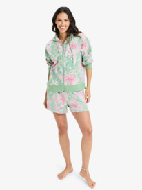 2 Hibiscus Island - Sweat à capuche zippé pour Femme Vert ERJFT04981 Roxy