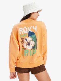 4 Lineup - Crew Neck Sweatshirt With Vintage Wash Effect for Women Orange ERJFT04989 Roxy