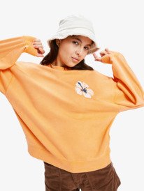 0 Lineup - Crew Neck Sweatshirt With Vintage Wash Effect for Women Orange ERJFT04989 Roxy