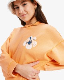 2 Lineup - Crew Neck Sweatshirt With Vintage Wash Effect for Women Orange ERJFT04989 Roxy