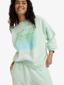 4 Lineup Oversized - Oversized Crew Neck Sweatshirt With Vintage Wash Effect for Women Green ERJFT04990 Roxy