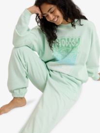 7 Lineup Oversized - Oversized Crew Neck Sweatshirt With Vintage Wash Effect for Women Green ERJFT04990 Roxy