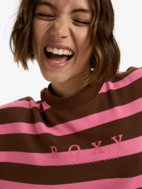 6 Strictly Stripes Oversized - Oversized Striped Sweatshirt for Women Pink ERJFT05004 Roxy