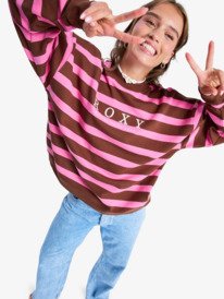 2 Strictly Stripes Oversized - Oversized Striped Sweatshirt for Women Pink ERJFT05004 Roxy