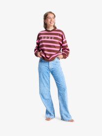 4 Strictly Stripes Oversized - Oversized Striped Sweatshirt for Women Pink ERJFT05004 Roxy