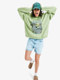 5 Lineup Oversized - Oversized Sweatshirt With Vintage Wash Effect for Women Green ERJFT05005 Roxy