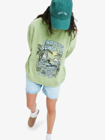 2 Lineup Oversized - Oversized Sweatshirt With Vintage Wash Effect for Women Green ERJFT05005 Roxy