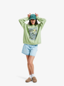 3 Lineup Oversized - Oversized Sweatshirt With Vintage Wash Effect for Women Green ERJFT05005 Roxy