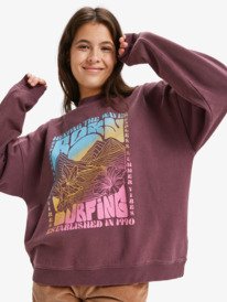 0 Lineup Oversized - Oversized Sweatshirt With Vintage Wash Effect for Women Red ERJFT05005 Roxy