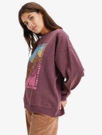 1 Lineup Oversized - Oversized Sweatshirt With Vintage Wash Effect for Women Red ERJFT05005 Roxy