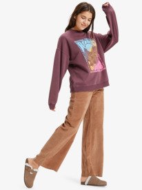 3 Lineup Oversized - Oversized Sweatshirt With Vintage Wash Effect for Women Red ERJFT05005 Roxy