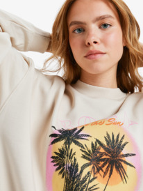 2 Lineup Oversized - Oversized Sweatshirt With Vintage Wash Effect for Women Beige ERJFT05005 Roxy