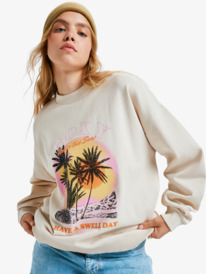4 Lineup Oversized - Oversized Sweatshirt With Vintage Wash Effect for Women Beige ERJFT05005 Roxy