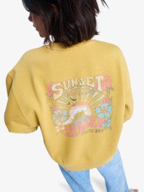 3 Lineup - Sweatshirt avec effet délavé vintage pour Femme Jaune ERJFT05006 Roxy