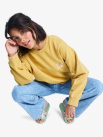 4 Lineup - Sweatshirt avec effet délavé vintage pour Femme Jaune ERJFT05006 Roxy