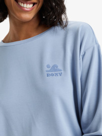 4 Surfing By Moonlight - Modal Blend Lounge Top for Women Blue ERJFT05008 Roxy