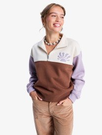 0 View Point Block - Polaire colorée à col zippé pour Femme Marron ERJFT05014 Roxy