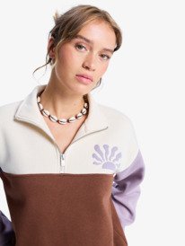 3 View Point Block - Half Zip Colour Block Fleece for Women Brown ERJFT05014 Roxy