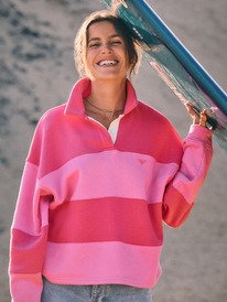 0 Cross Your Mind - Sweatshirt à col chemise pour Femme Rose ERJFT05015 Roxy