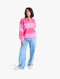5 Cross Your Mind - Sweatshirt à col chemise pour Femme Rose ERJFT05015 Roxy
