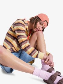 5 Perfect Stripe - Sweat à capuche zippé rayé pour Femme Marron ERJFT05041 Roxy