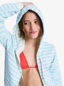 2 Perfect Stripe - Sweat à capuche zippé rayé pour Femme Bleu ERJFT05041 Roxy