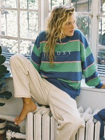 0 Strictly Stripes Oversized - Sweat oversize pour Femme Vert ERJFT05071 Roxy