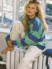 1 Strictly Stripes Oversized - Sweat oversize pour Femme Vert ERJFT05071 Roxy