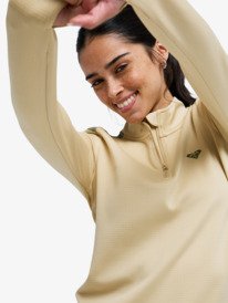 3 Boundless Spirit Tech - Haut à manches longues respirant pour Femme Beige ERJFT05079 Roxy